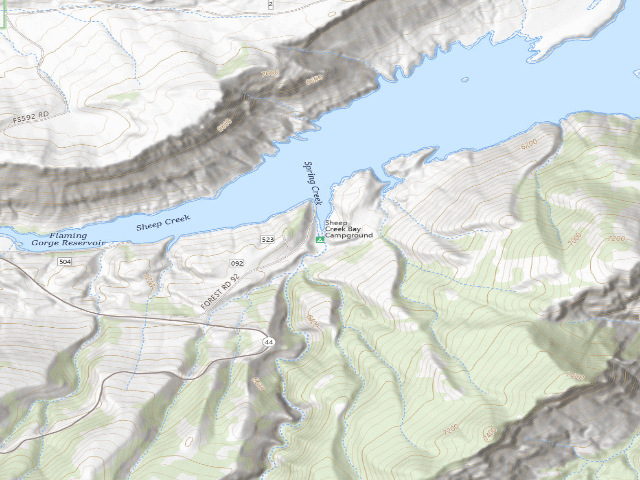 USGS topographic map of Sheep Creek Bay Campground