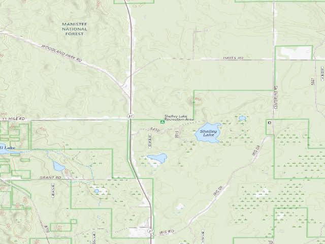 USGS topographic map of Shelley Lake Recreation Area