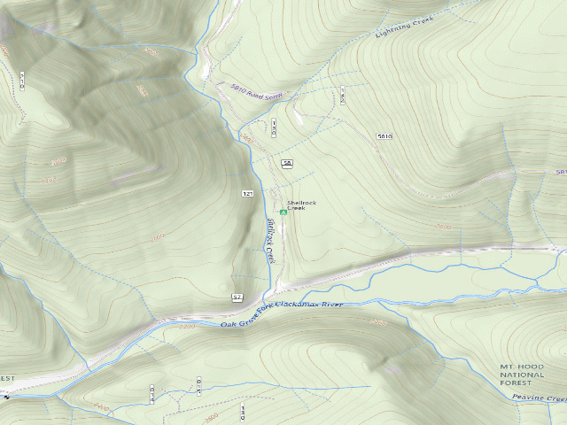 USGS topographic map of Shellrock Creek