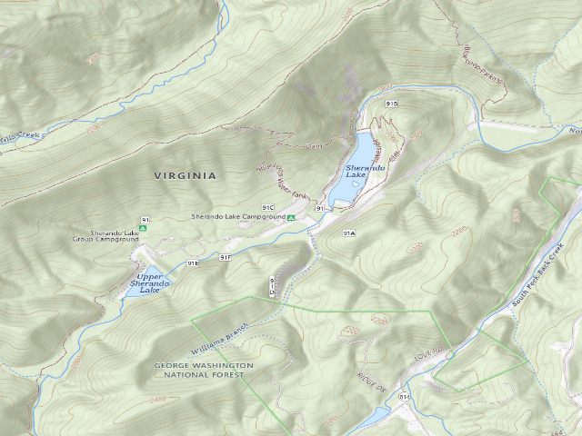 USGS topographic map of Sherando Lake Campground