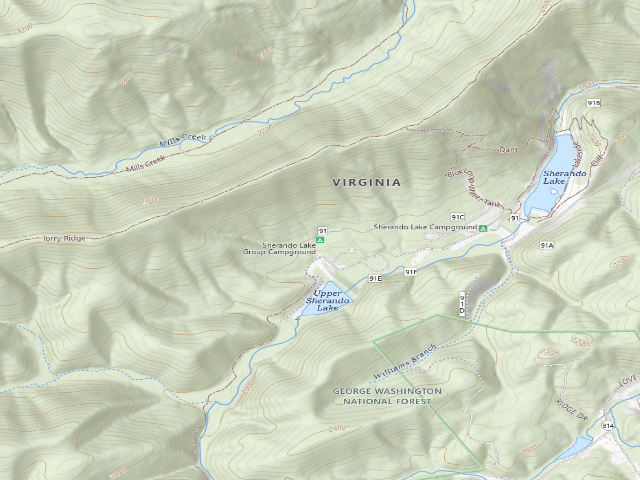 USGS topographic map of Sherando Lake Group Campground