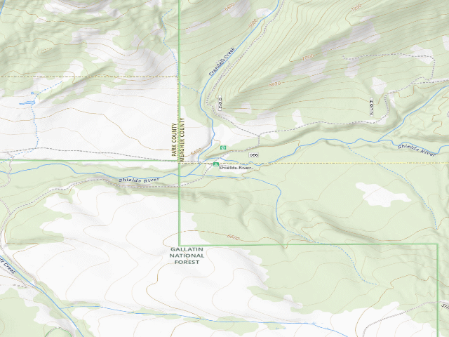 USGS topographic map of Shields River Dispersed Site