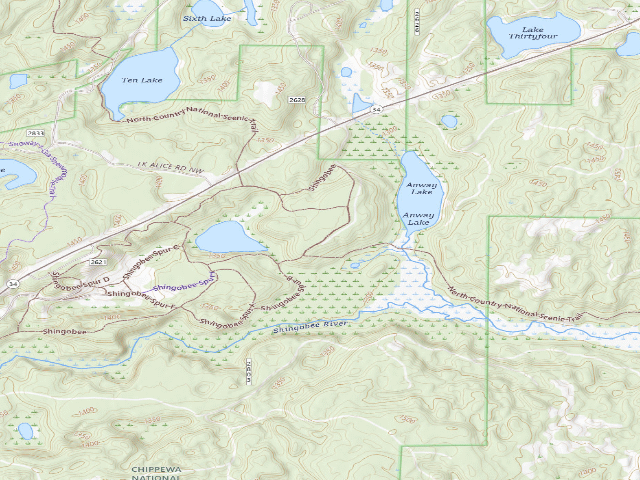 USGS topographic map of Shingobee - Nct W50