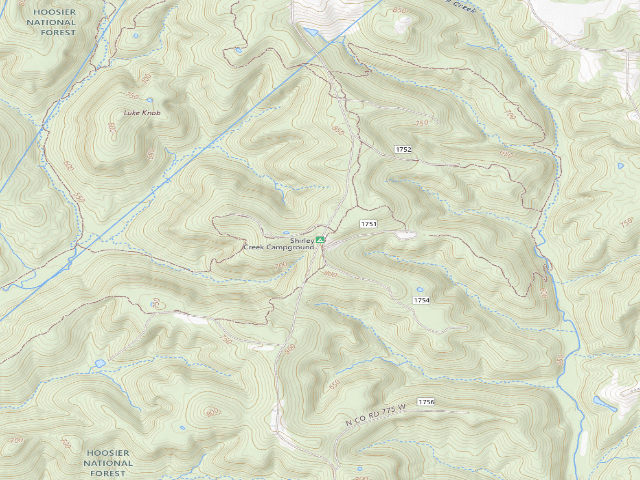 USGS topographic map of Shirley Creek Campground