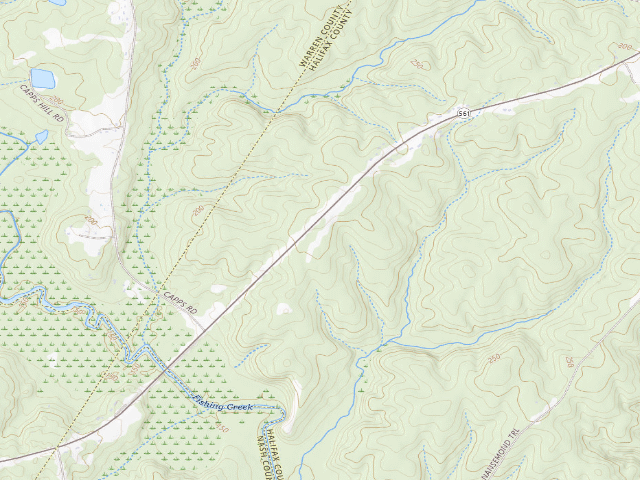 USGS topographic map of Shocco Creek Game Land camping area #1