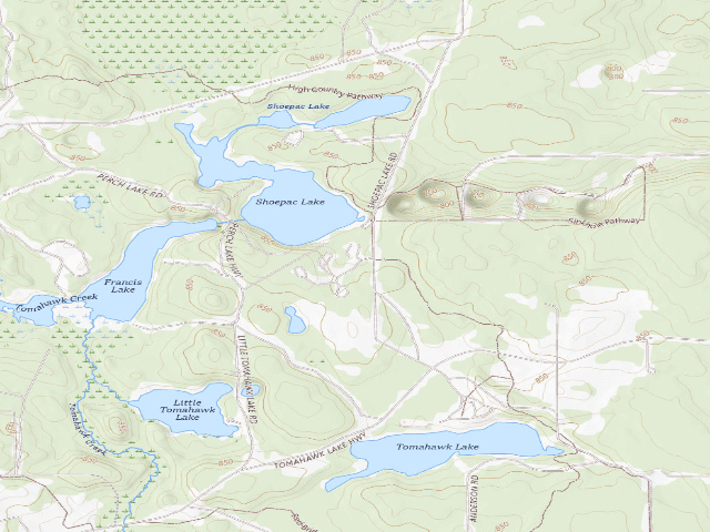 USGS topographic map of Shoepac Lake State Forest Campground
