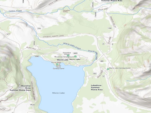 USGS topographic map of Shoreline Campground