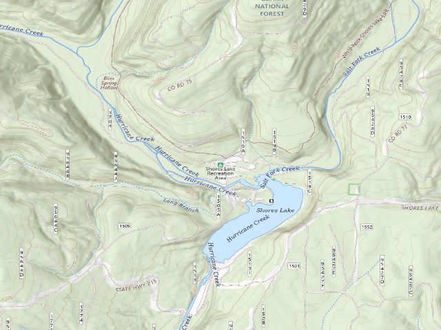 USGS topographic map of Shores Lake Recreation Area