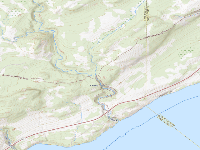 USGS topographic map of Sht- East Caribou River