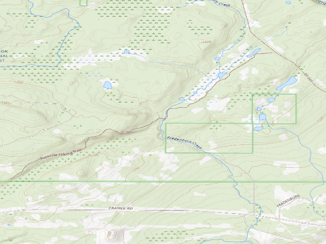 USGS topographic map of Sht- Fredenberg Creek