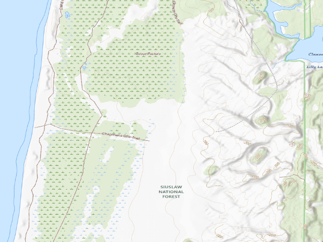 USGS topographic map of Siltcoos Sand Camping site 16