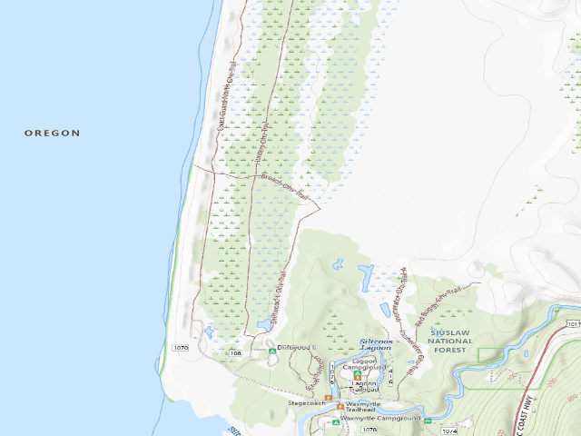 USGS topographic map of Siltcoos Sand Camping site 23