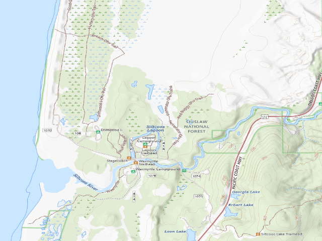 USGS topographic map of Siltcoos Sand Camping site 27