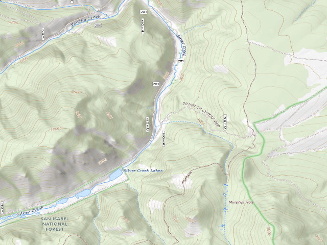 USGS topographic map of Silver Creek Dispersed Campground