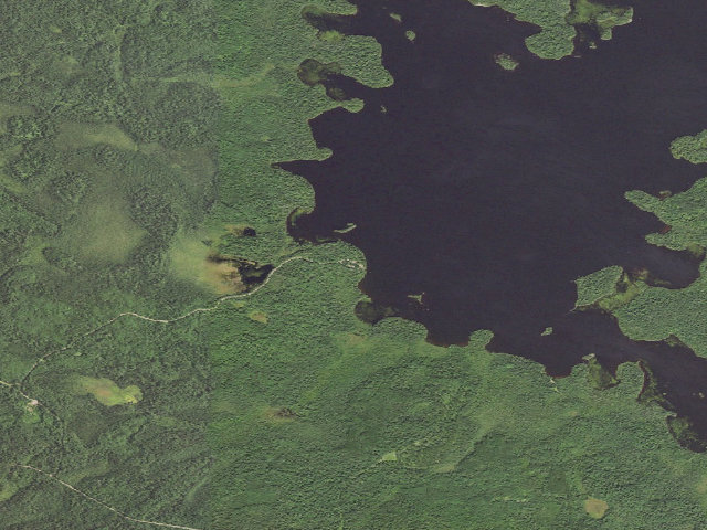 Aerial image of Silver Island Lake Campground