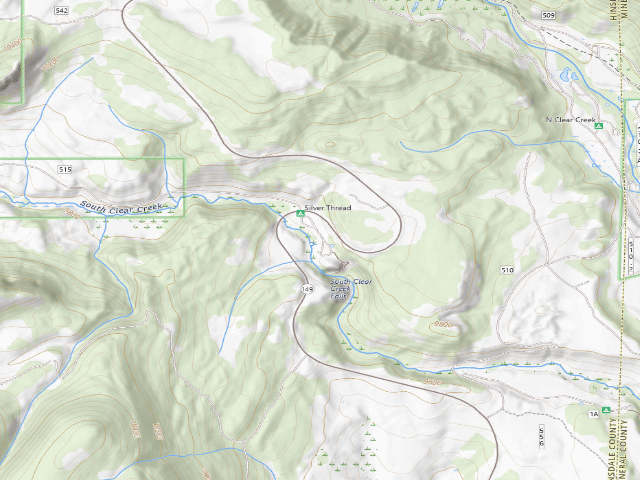 USGS topographic map of Silver Thread Campground
