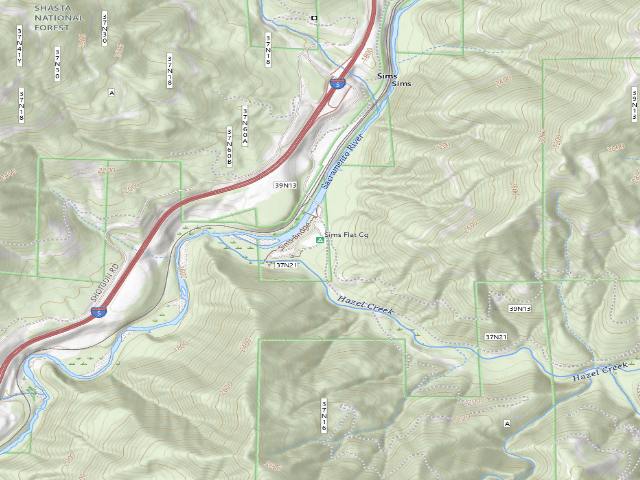 USGS topographic map of Sims Flat Cg