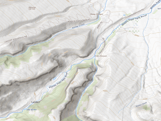 USGS topographic map of Sinks Canyon WHMA — Sawmil Campground