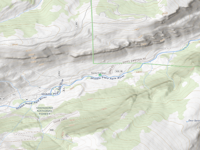 USGS topographic map of Sinks Canyon