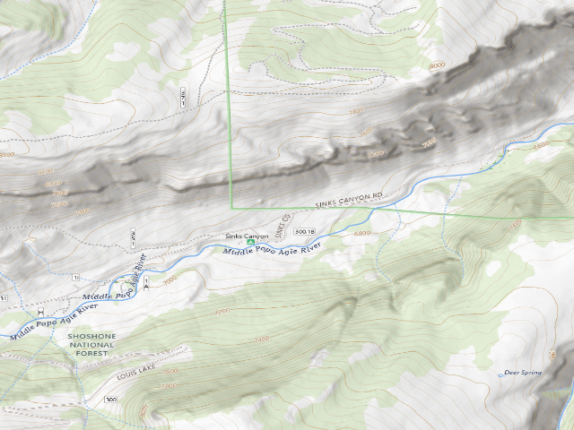 USGS topographic map of Sinks Canyon