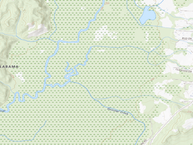 USGS topographic map of Sipsey River Complex South Zone camping area (Forever Wild)