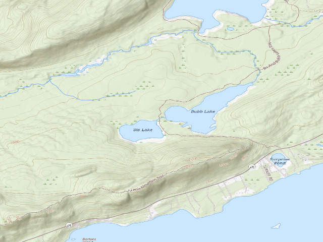 USGS topographic map of Sis-Bubb Lakes Campsite (Fulton Chain Wild Forest)