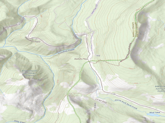 USGS topographic map of Skalkaho Hwy- 001
