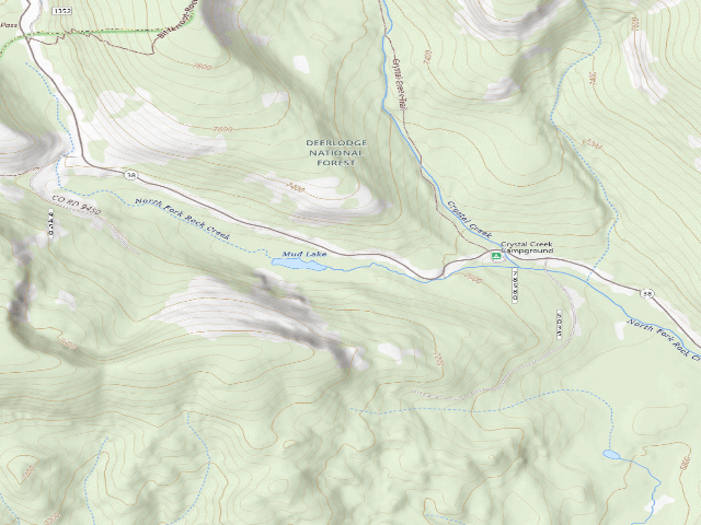 USGS topographic map of Skalkaho Hwy-002B