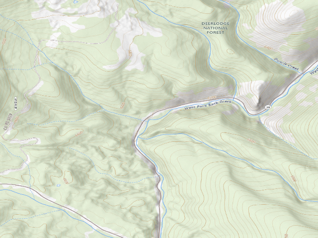 USGS topographic map of Skalkaho Hwy-008