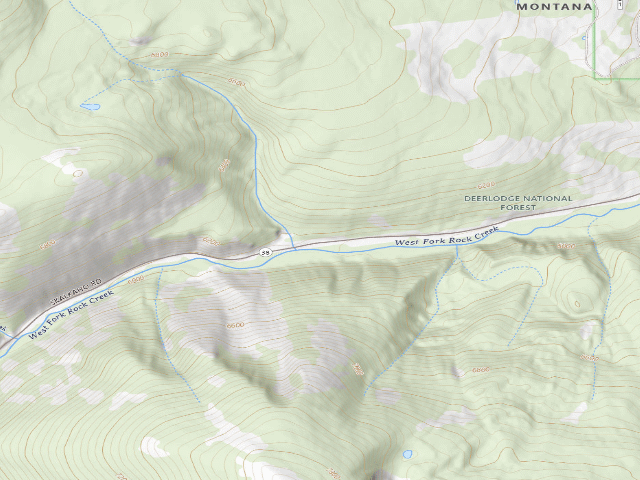 USGS topographic map of Skalkaho Hwy-010