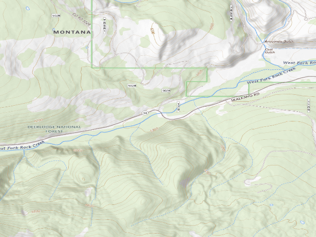 USGS topographic map of Skalkaho Hwy-012