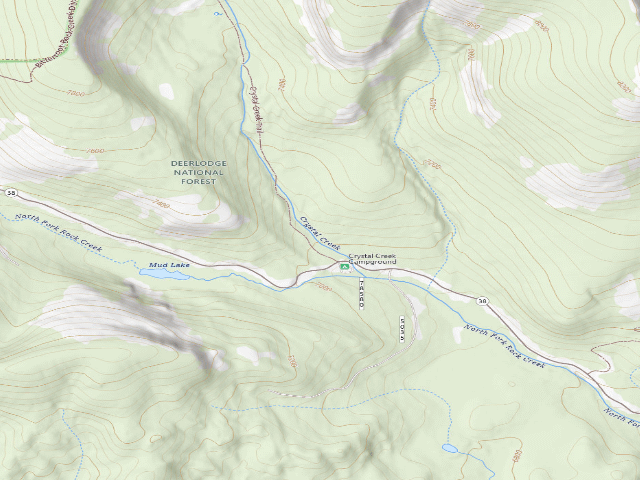USGS topographic map of Skalkaho Hwy 06