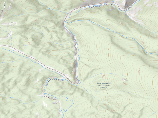USGS topographic map of Skalkaho Hwy