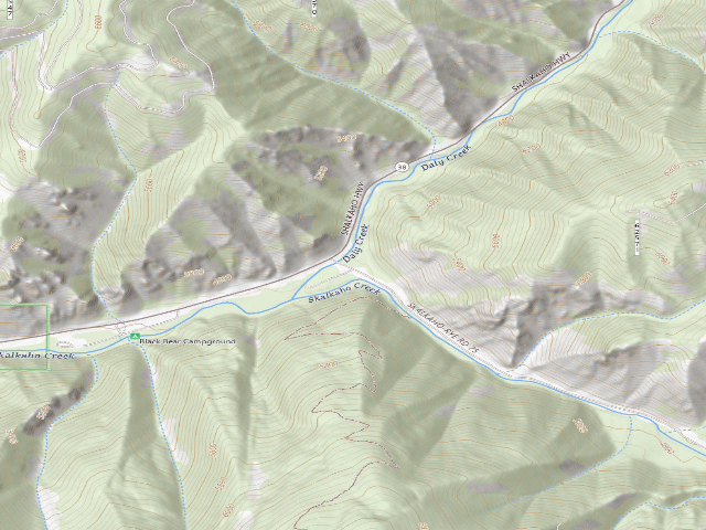 USGS topographic map of Skalkaho Rye Dispersed Campground