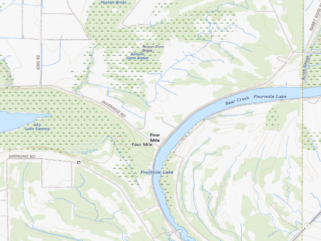 USGS topographic map of Sky Lake WMA camp site 1