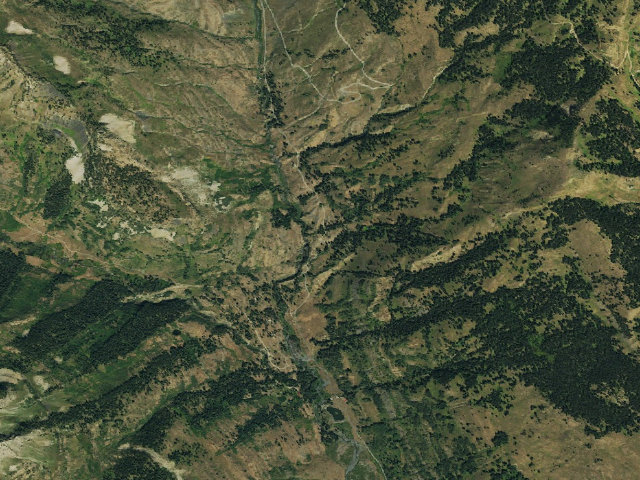 Aerial image of Slate River Designated Camping Area