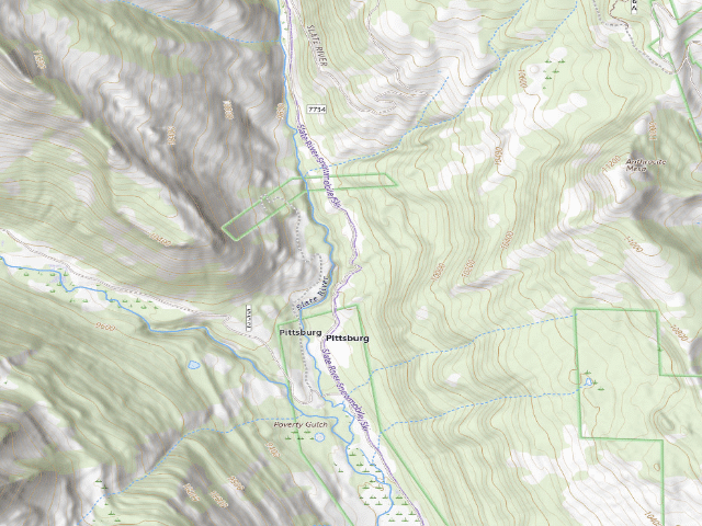 USGS topographic map of Slate River Designated Camping Area