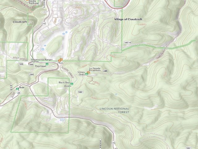 USGS topographic map of Sleepy Grass Campground