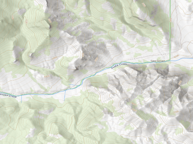 USGS topographic map of Snake Creek Primitive Campgrounds