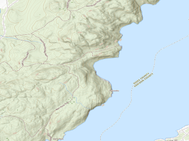 USGS topographic map of Snake Den Harbor Campsite [DEC #4469] (Split Rock Wild Forest)