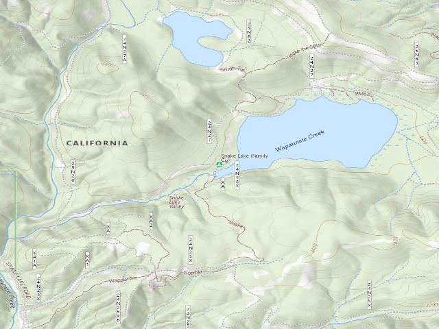 USGS topographic map of Snake Lake (Family Cg)