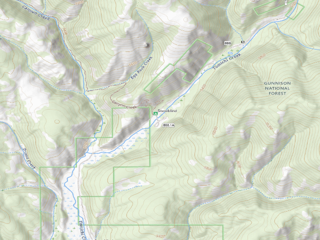 USGS topographic map of Snowblind Campground