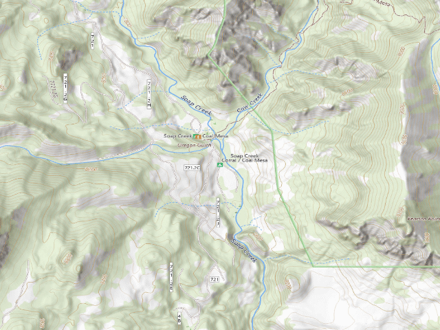 USGS topographic map of Soap Creek Corral / Coal Mesa