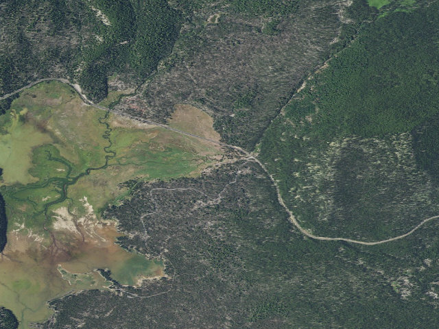 Aerial image of Soda Creek