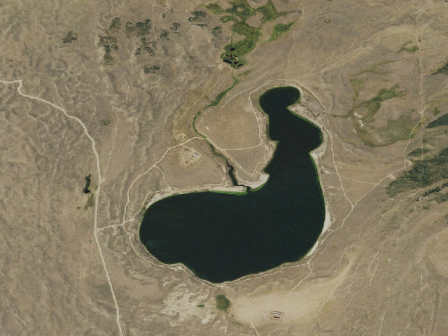 Aerial image of Soda Lake WHMA Campground #14