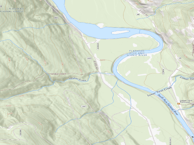USGS topographic map of Soldier Creek Trail 268