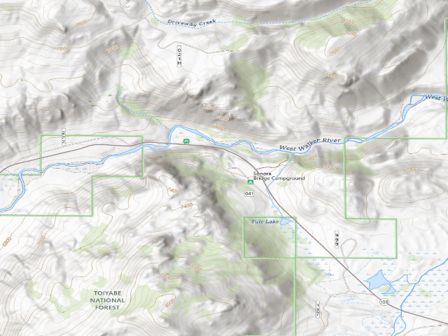 USGS topographic map of Sonora Bridge Campground