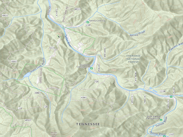 USGS topographic map of Sourwood Campground