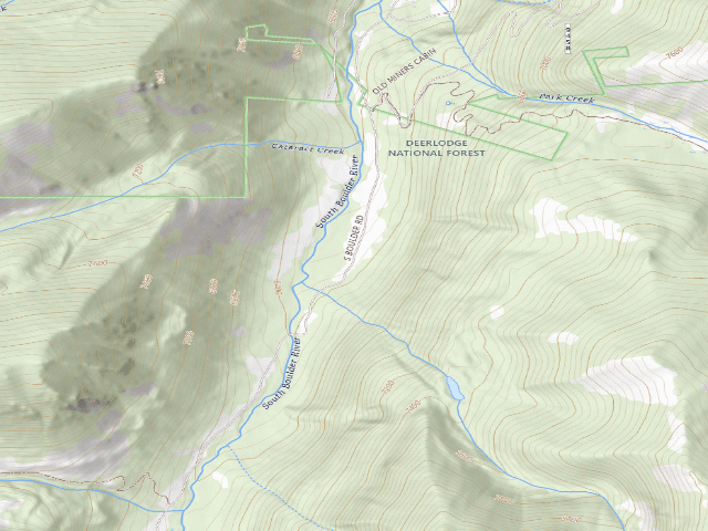 USGS topographic map of South Boulder Lower Dispersed Site