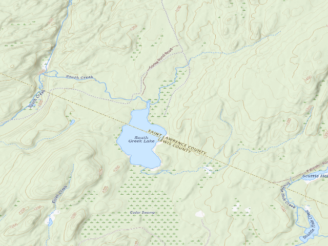 USGS topographic map of South Creek Lake Campsite (Aldrich Pond Wild Forest)